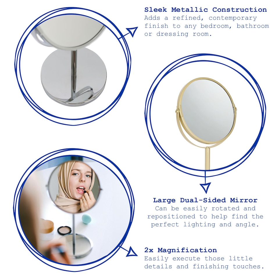 image 1 of Harbour Housewares Pedestal Mirror - 18.5cm x 34.5cm - Black | Black | Black