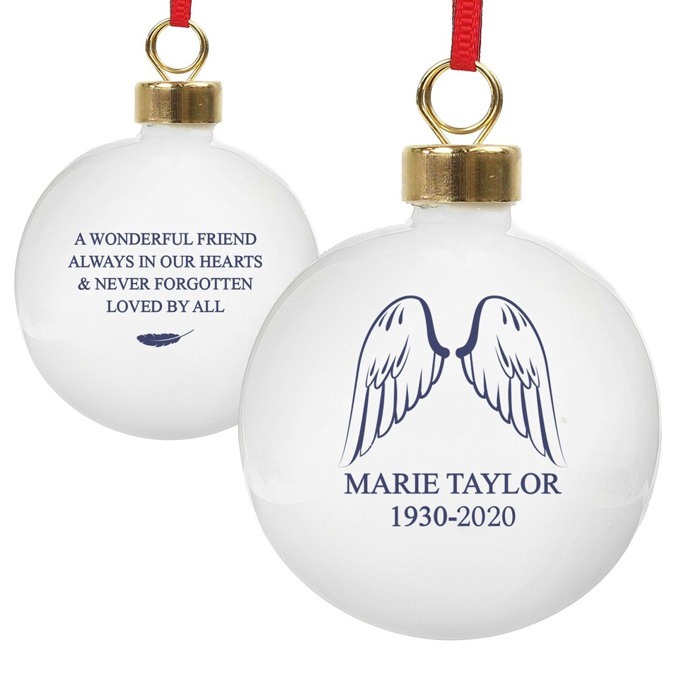 image 1 of Personalised Angel Wings Bauble