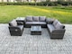 image 1 of Fimous Rattan Garden Furniture 6 Piece Patio Set With Table Sofa Square Coffee Table Reclining Chair Loveseat sofa 2 Side Tables