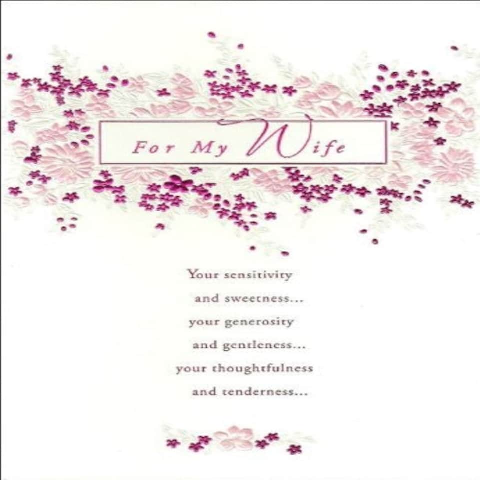 image 1 of For My Wife' Mother's Day Card Embossed Floral Design