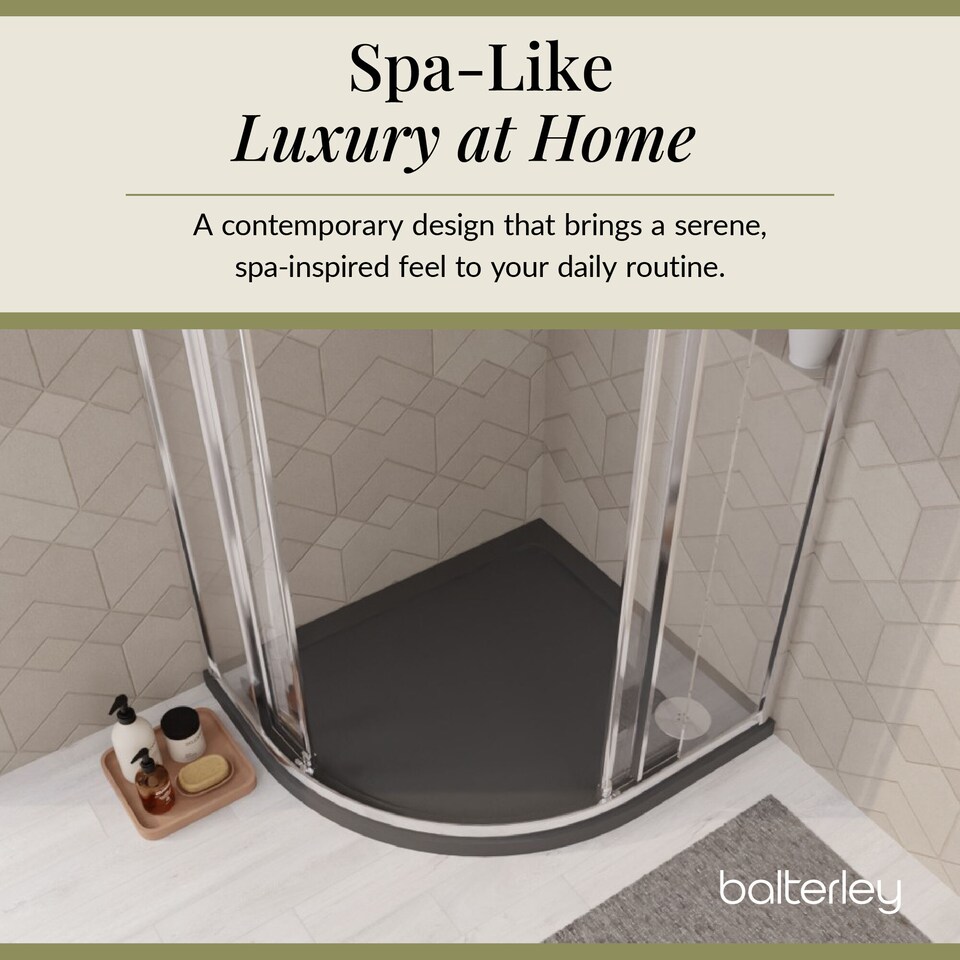image 1 of Balterley Premium Shower Tray - Left Hand Offset Quadrant | Grey | Grey Slate | 1