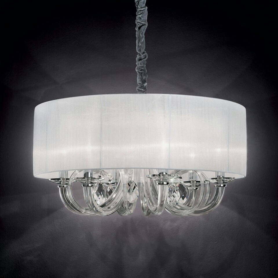 image 1 of Swan  6 Light Multi Arm Ceiling Pendant Chrome, Glass Six, E14