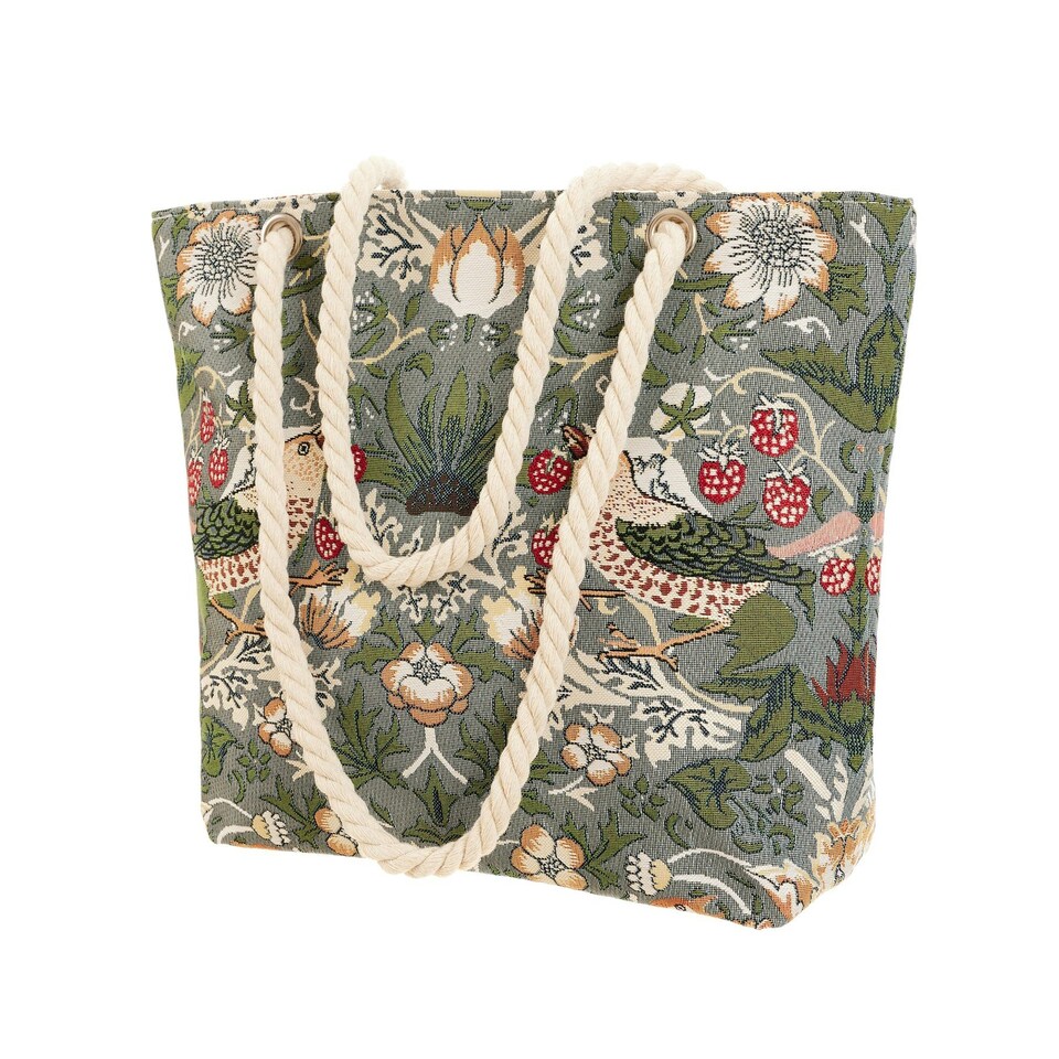 image 1 of Signare Beach Bag - Grey Strawberry Thief Multi