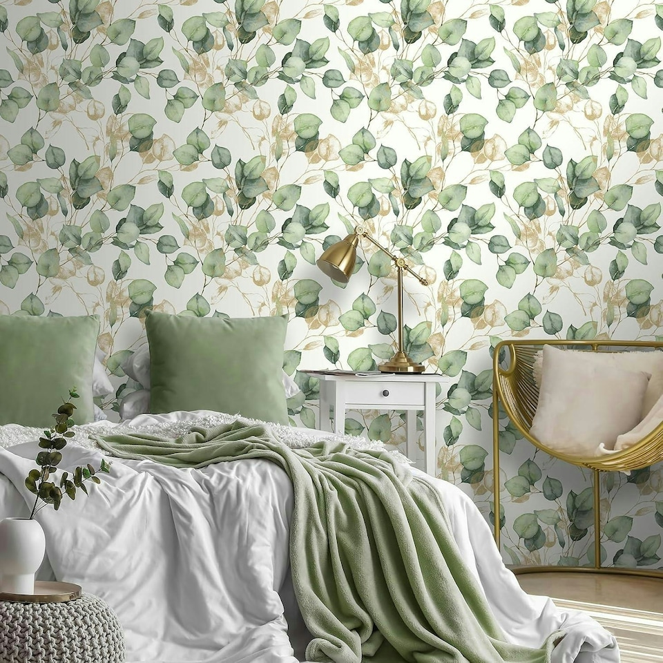 image 1 of Eucalyptus Green Wallpaper Green