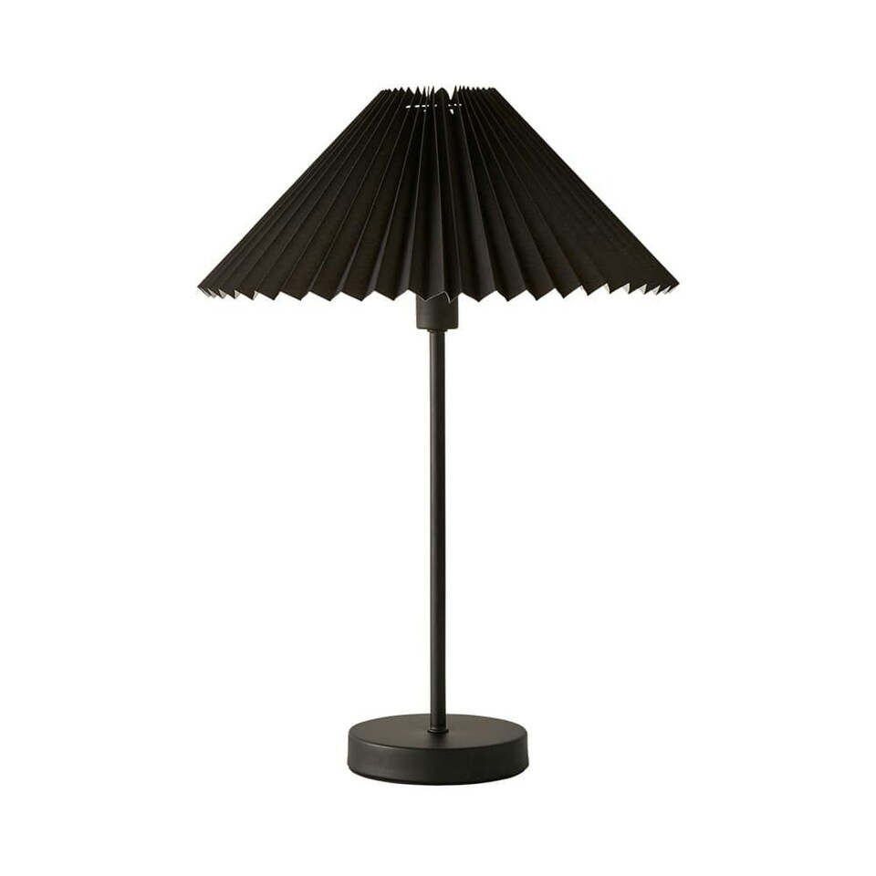 image 1 of ValueLights Akira Black Pleat Shade Table Lamp & Bulb | Black