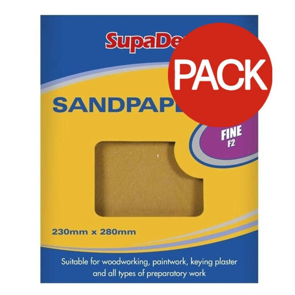SupaDec General Purpose Sandpaper - Fine (Pack Of 30) - Beige - One Size