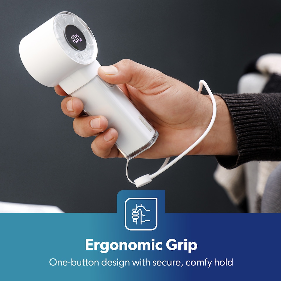 image 1 of GEEPAS Handheld Mini Fan Rechargeable and Portable Pack of 2 - White