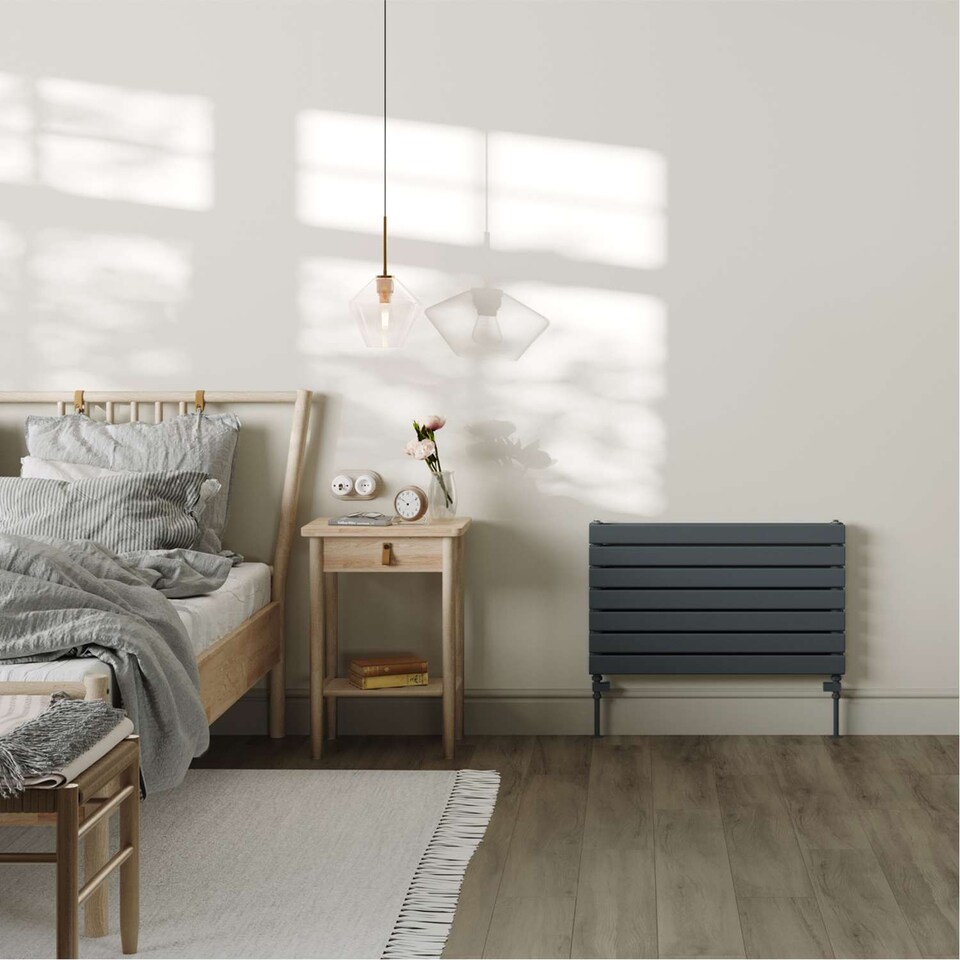 image 1 of Typhoon Axis Horizontal Double Panel Bathroom Radiator - Anthracite Grey (H) 476mm x (W) 800mm