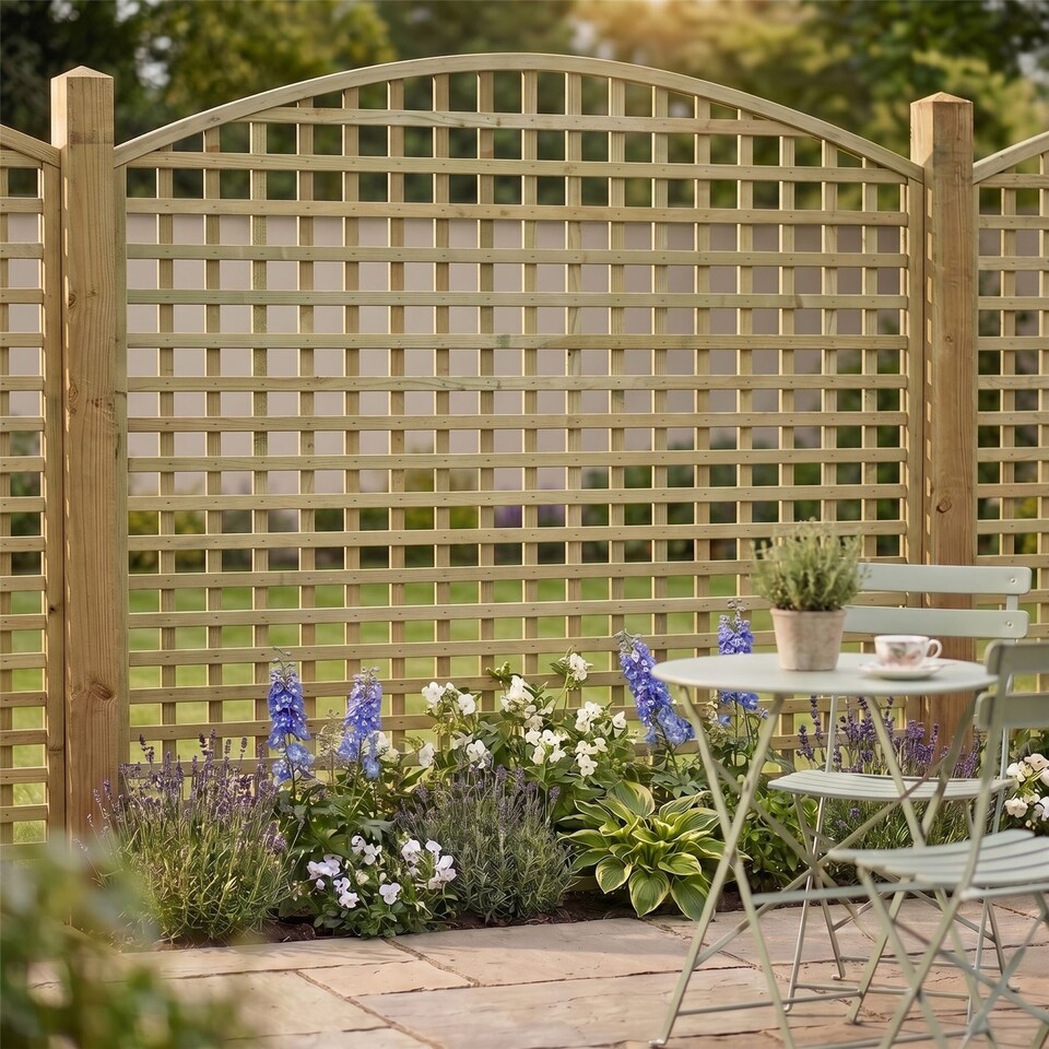 image 1 of Privacy Arch Top Wooden  W:6ft x H:5ft Trellis Fence Topper Plant Support (Pack of 3)