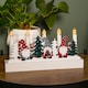 image 4 of 28cm Battery Operated Light up White Wooden Christmas Candle Bridge with Gonk Scene and 5 LEDs