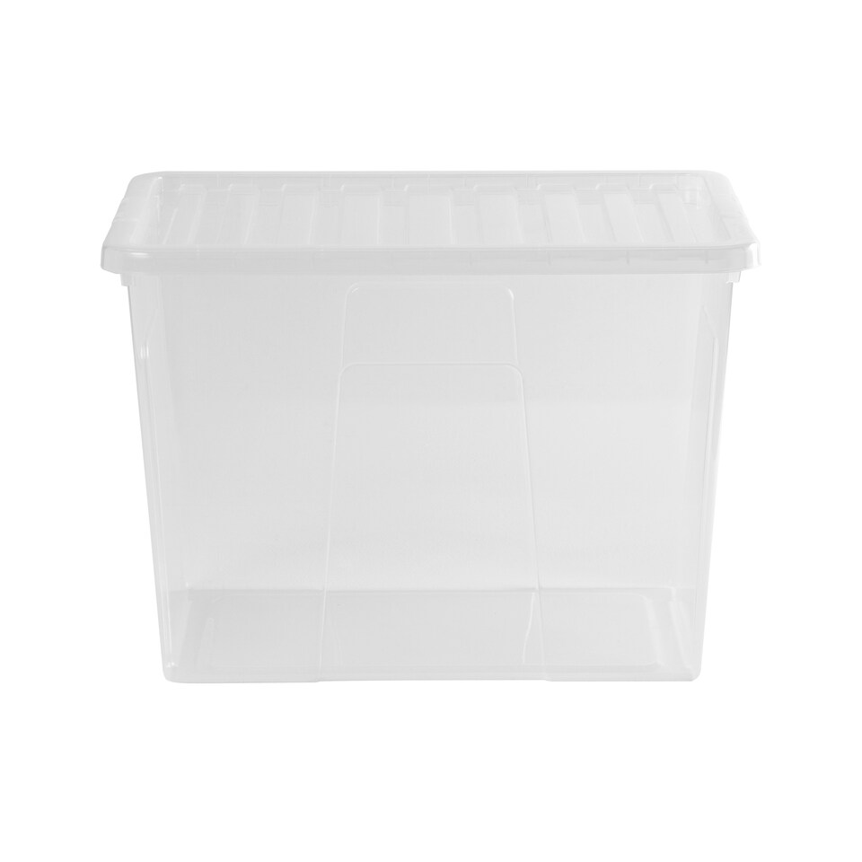 image 1 of Wham Crystal 4 x 80L Stackable Plastic Storage Boxes with Lids