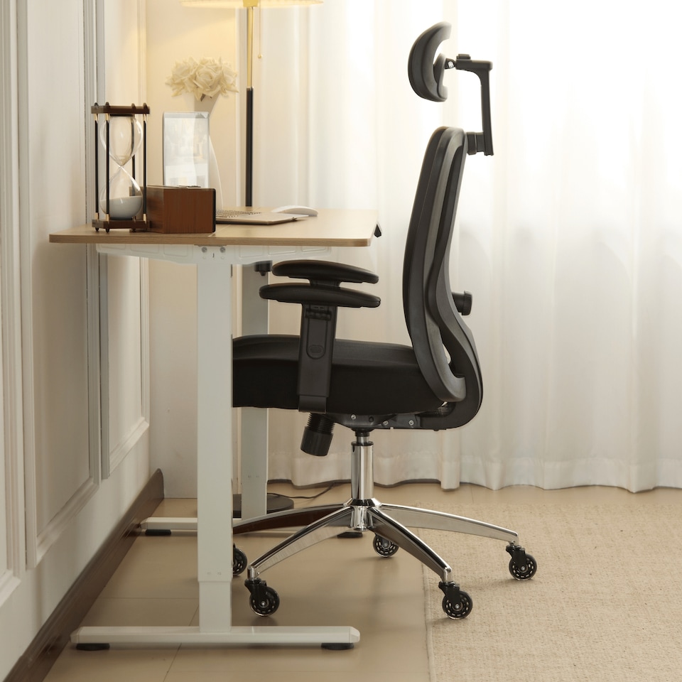 image 1 of Breathable Office Chair Adjustable Armrest and Headrest Silent Casters