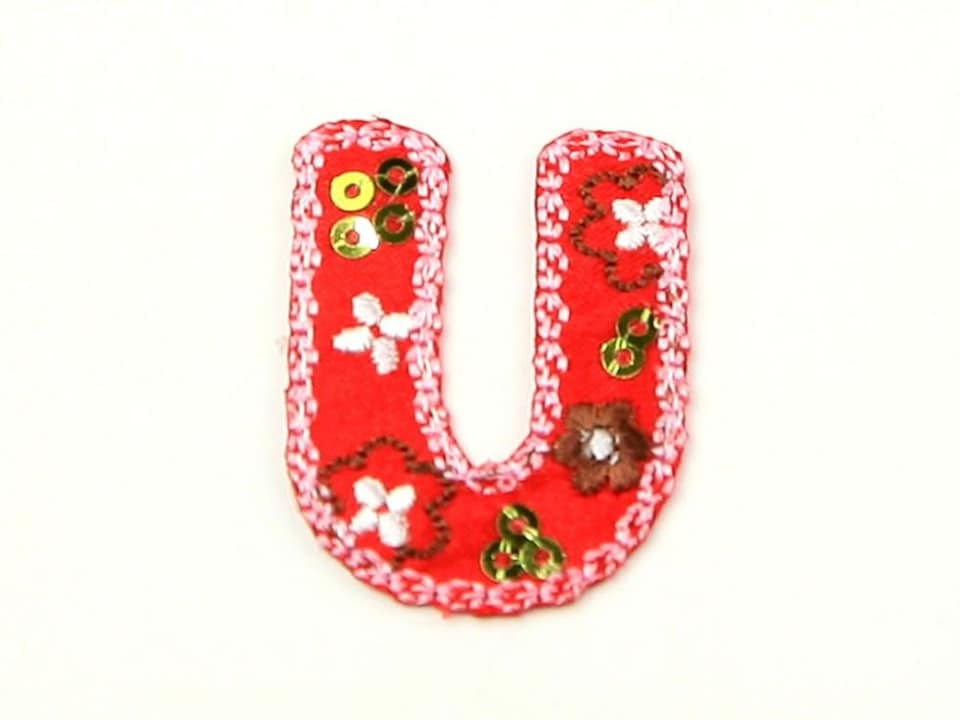 Multicoloured Letter U Alphabet Patch Motif (Value Pack of 3) for Dressmaking - per pack