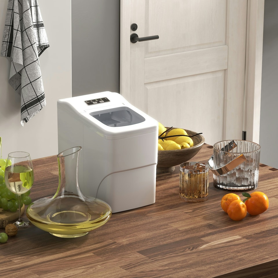 image 1 of HOMCOM Ice Maker 12kg/24H Production with Scoop Basket for Home Office Black