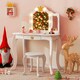 image 4 of COSTWAY Kids Vanity Princess Vanity Table & Chair Set White