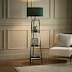 image 1 of ValueLights Hiru Black 3 Tier Shelf Floor Lamp with Green Shade Green