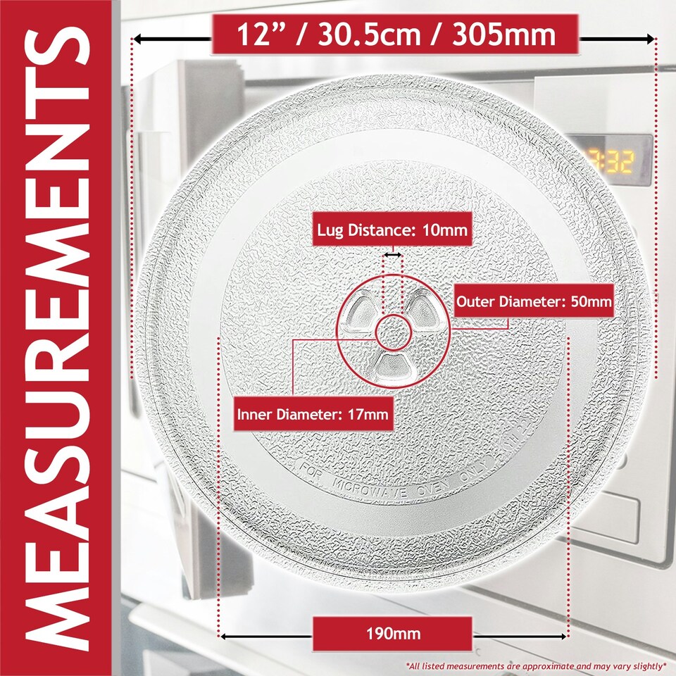 image 1 of SPARES2GO Universal Microwave Turntable Plate Y Type Glass Dish Tray (12" / 30.5cm / 305mm)