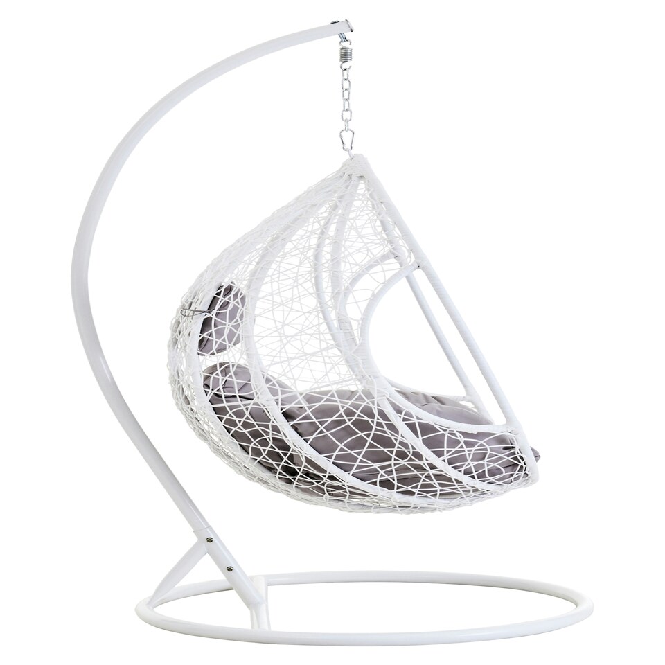 image 1 of Interiors by Premier Cut Out Sides White Hanging Chair with Round Base, Comfortable Seating Swing Chair, Easy to Clean Chair
