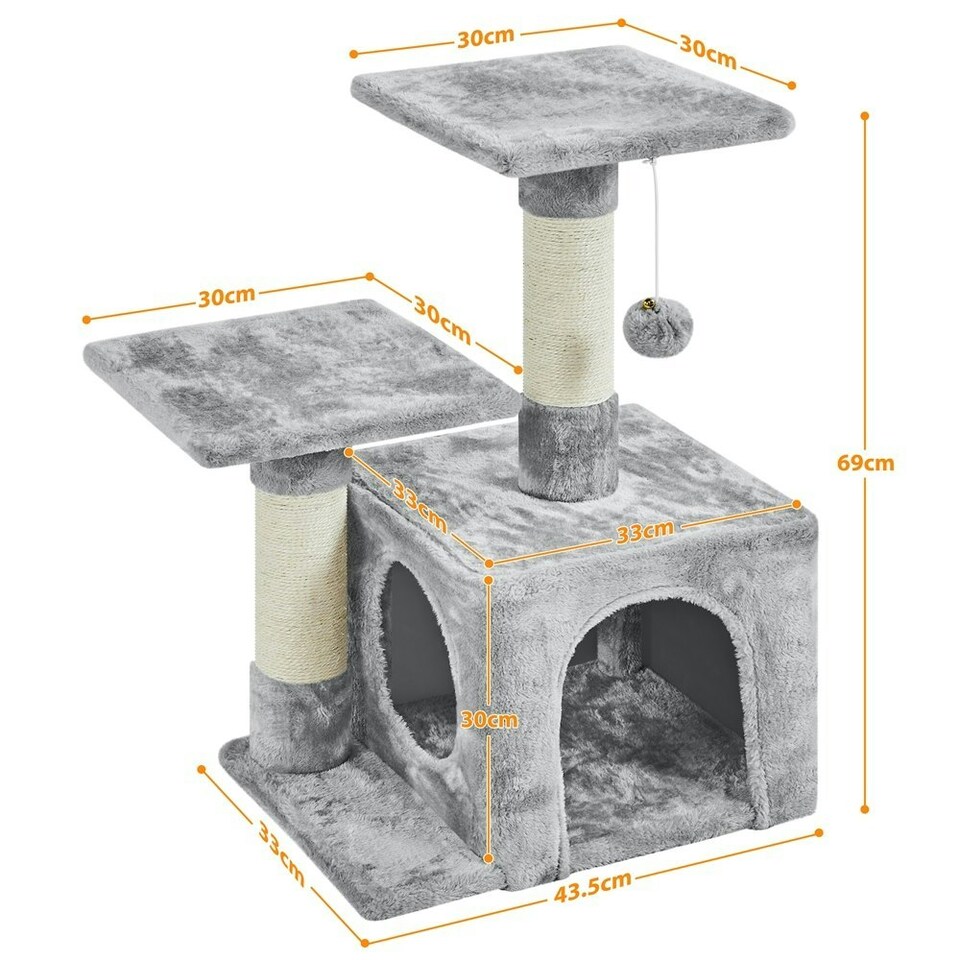 image 1 of Yaheetech Cat Activity Center with Condo Light Grey