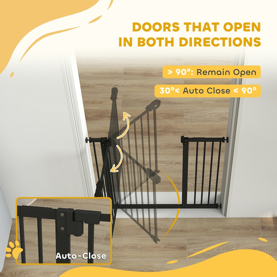 image 1 of PawHut Adjustable Safety Gate w/ 1 Extensions and Four Adjustable Screws, Black