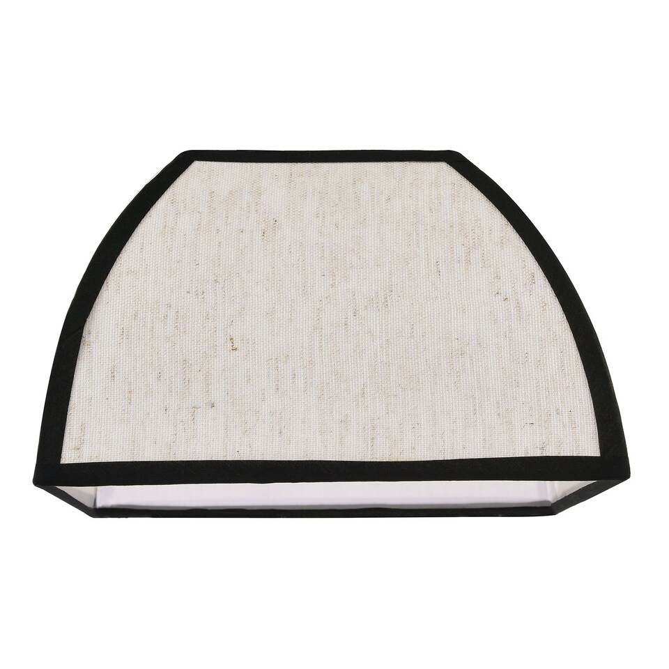 image 1 of Vintage Victorian Square Lamp Shade in Oatmeal Linen and Black Trim | Black | Black | 1