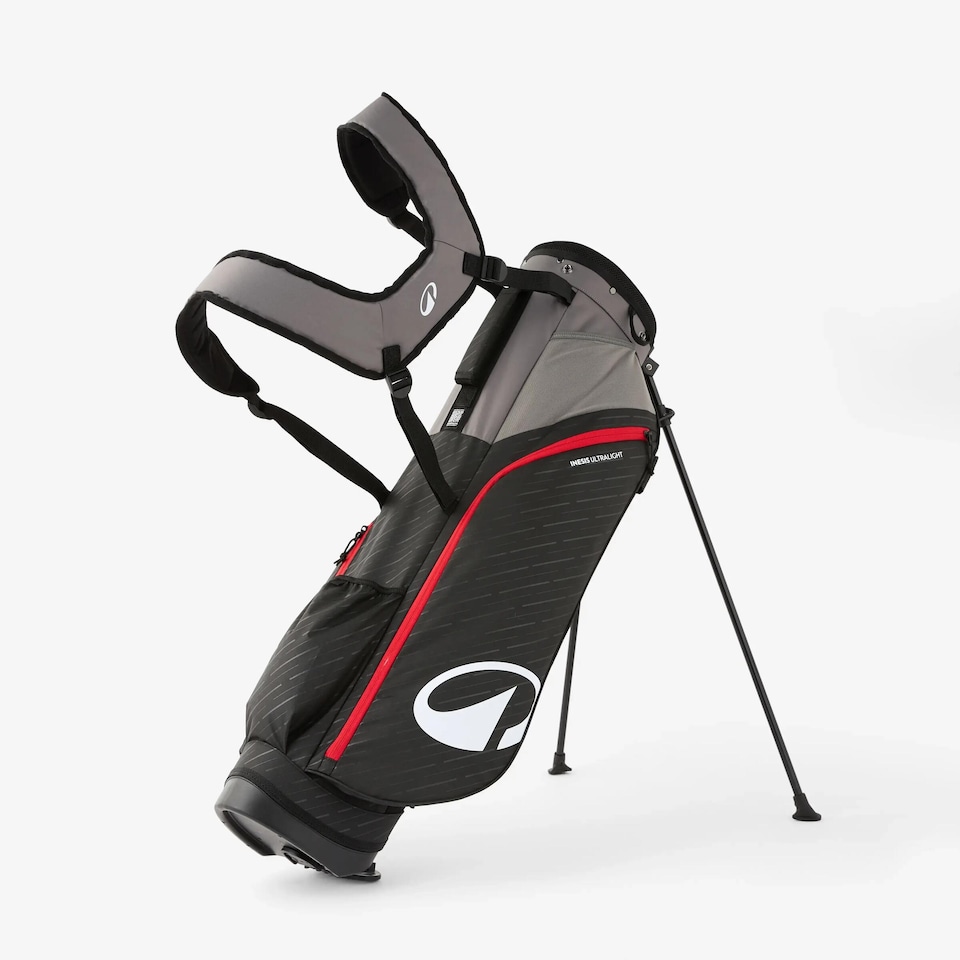 image 1 of Decathlon Ultralight golf stand bag navy black and red