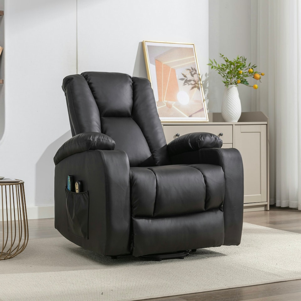 image 1 of Hartville Electric Lift Assist Riser Recliner with Massage and Heat - Brown