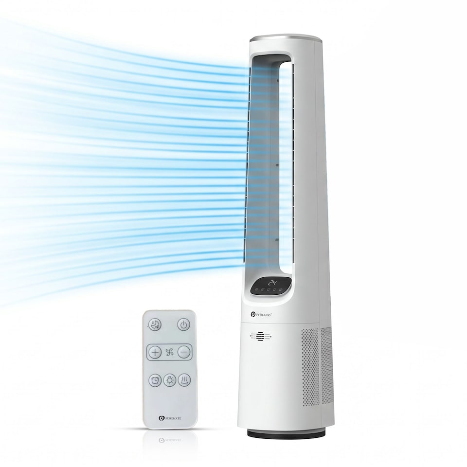 image 1 of PureMate 40" Bladeless Tower Fan with Energy-Saving 45W DC Motor – White