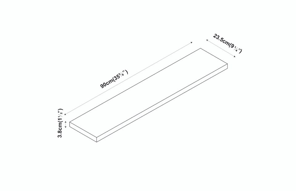 image 1 of Floating Wooden Wall Shelves - 90x23.5cm | White | White & Set of 2 | 2