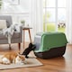 image 2 of Extra Large Enclosed Cat Litter Tray Filter Box Hooded Large Scoop Toilet Potty | Green | 1