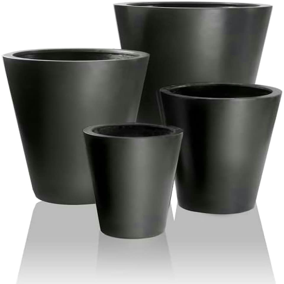 image 1 of Primrose Polystone Calgary Black Tall Indoor Outdoor Garden Planter 69cm