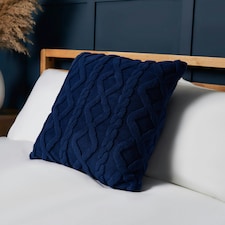BHS Cable Knit Cushion, Navy