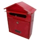 image 3 of Letter Post Mail Box Metal Red Wall Door Gate Fence Garden House Lockable Red