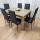 image 3 of Dining Table and 6 Chairs - Rustic Effect Dining Table With 6 Black faux leather Chairs Dining Furniture Set | Black | One Size | 7