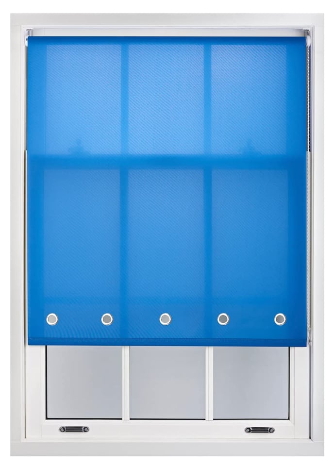 image 1 of FURNISHED Roller Blinds Daylight Round Eyelet Light Filtering Easy Fit Trimmable Window Blind | Blue | Blue | (W) 110cm x (L) 165cm