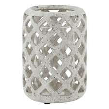 Hill Interiors Stone Effect Hurricane Lantern - Grey - 32cm x 20cm x 20cm