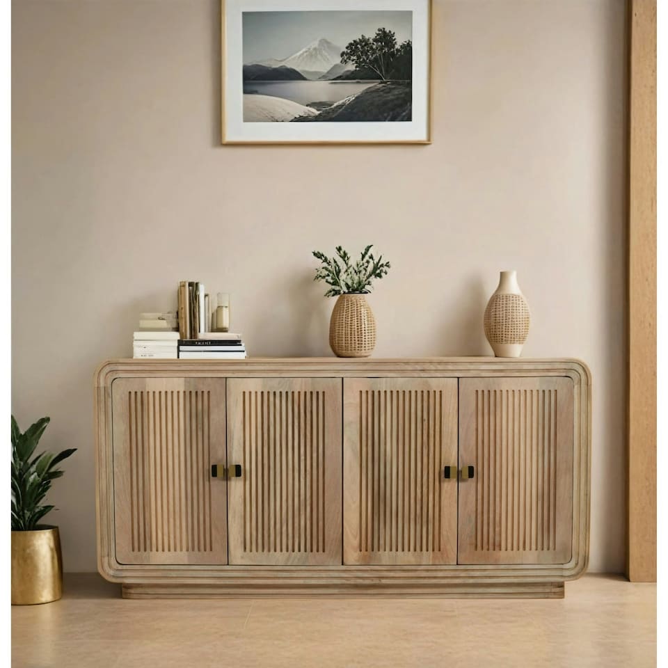 image 1 of Rayne Mango Wood 4 Doors Large Sideboard Brown