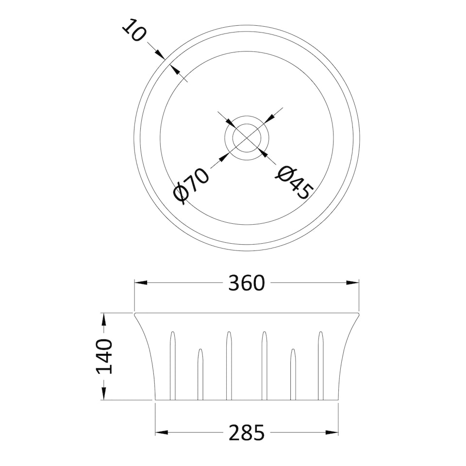 image 1 of Round Ceramic Countertop Vessel without Overflow - 360mm