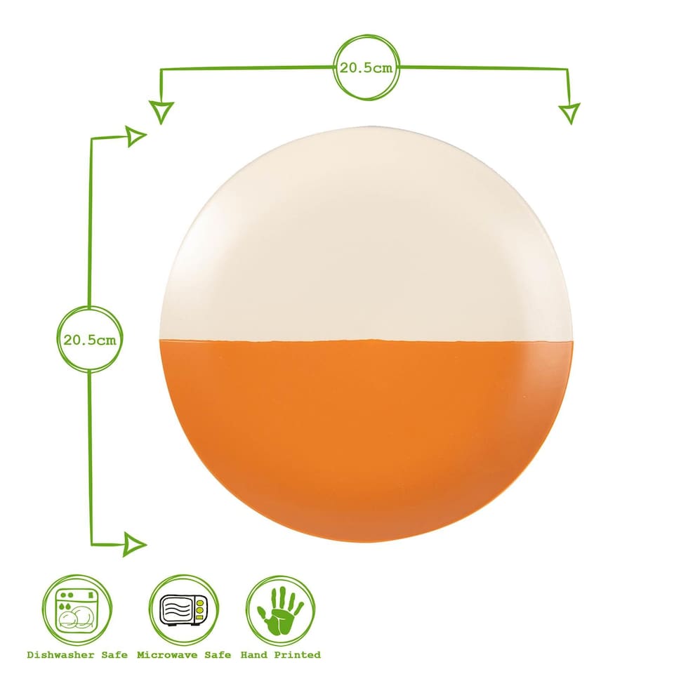 image 1 of Nicola Spring 8 Piece Ceramic Dipped Flecked Plates & Coffee Mugs Set - Mustard