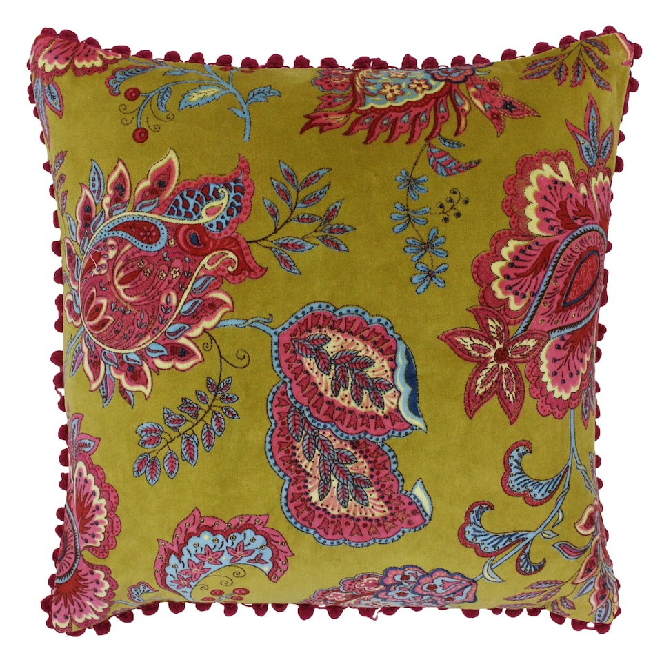 Paoletti Paisley Cushion, Lemon Curry, 50 x 50cm