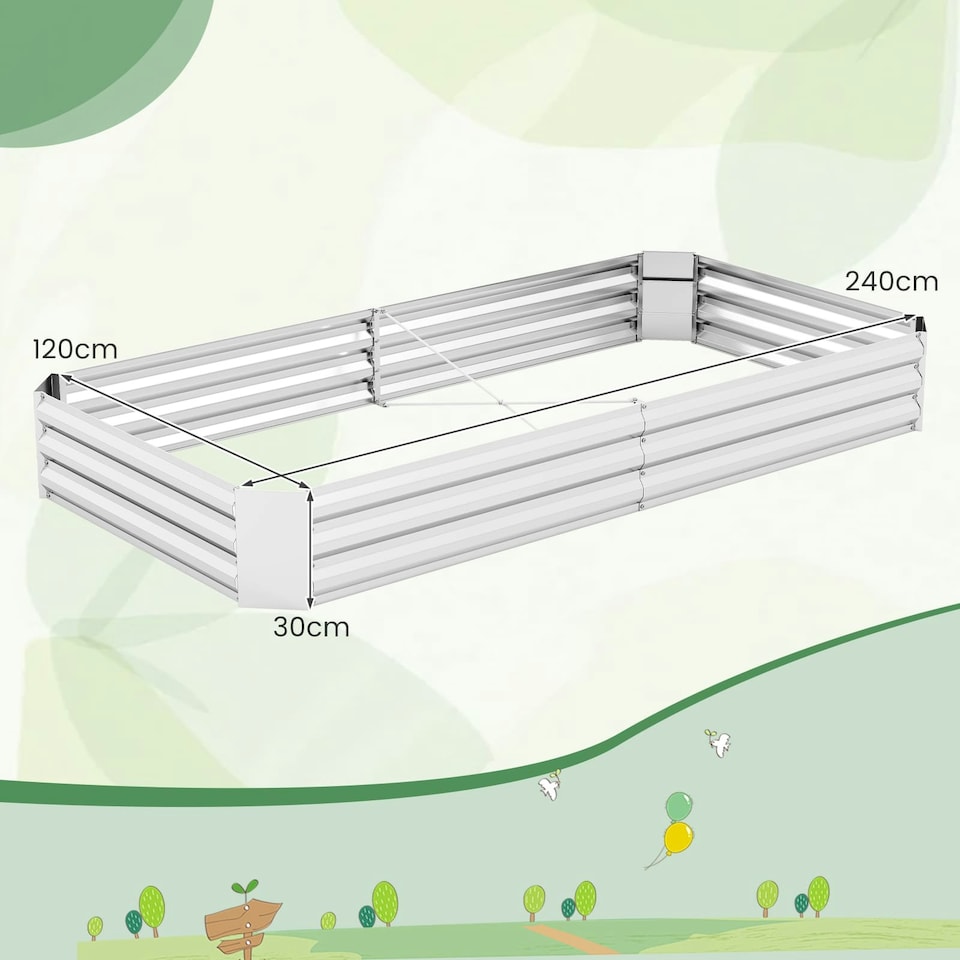 image 1 of COSTWAY Galvanized Raised Garden Bed Metal Planter Box Silver