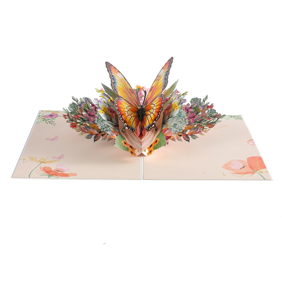 image 1 of Sunset Glow Butterfly 3D Pop Up Greeting Card - Birthday Mother Anniversary Valentine's Day