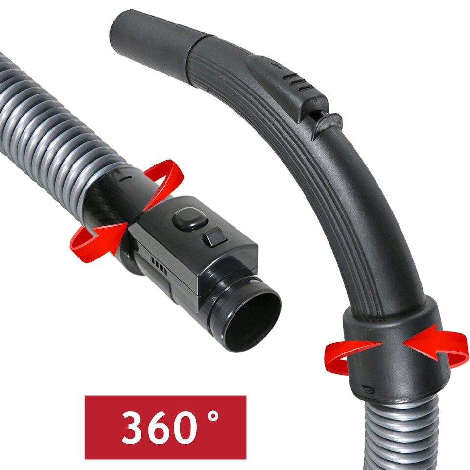 image 1 of SPARES2GO Hose for Morphy Richards 980563 980571 Bagless Cylinder Vacuum Cleaner (2m) Grey