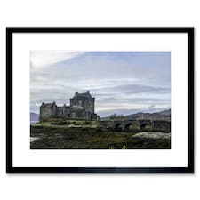 Eilean Donan Castle Kyle Scotland Wide 9x7" Black Framed Wall Art Print