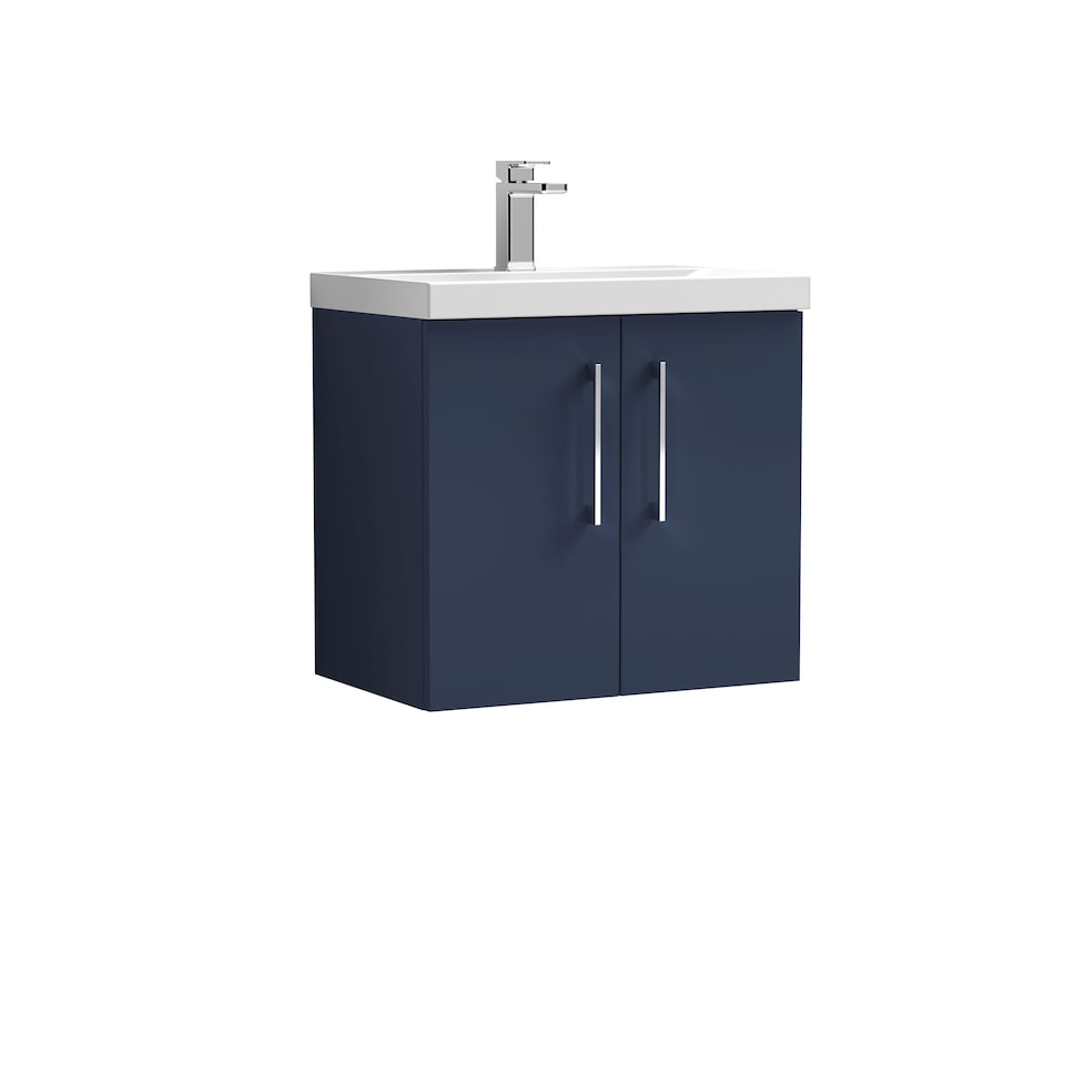 image 1 of Wall Hung 2 Soft Close Door & Bathroom Vanity Unit Basin, Blue, 600mm | Blue | Midnight Blue | 590 x 510 x 395mm