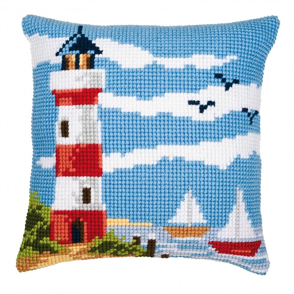 Vervaco CUSHION LIGHTHOUSE - Cross Stitch Kit: Cushion: Lighthouse Scene