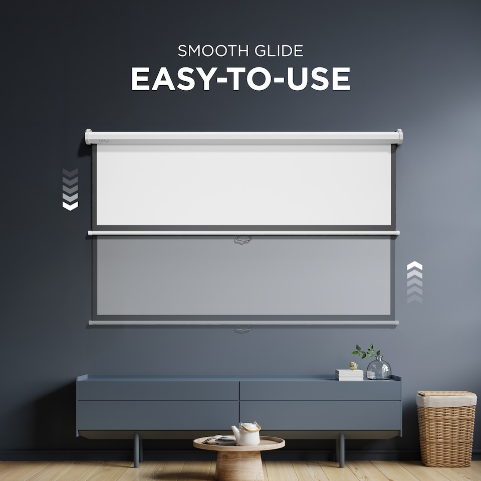 image 1 of 72" Manual Pull Down Projector Screen with Wall Mount