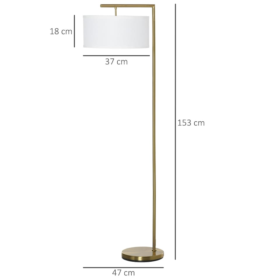 image 1 of HOMCOM Floor Lamp with Linen Lampshade Round Base for Living Room Bedroom