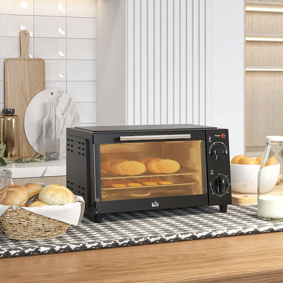 image 1 of HOMCOM Mini Oven 9L Countertop Toaster Oven with Timer Control 750W Black