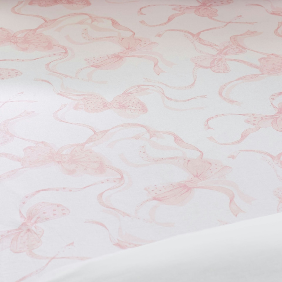 image 1 of Catherine Lansfield Bow Fitted Sheet White / Pink | Pink | White / Pink | Super King